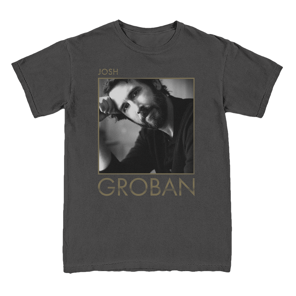 Photo of Josh Groban on the front of a Grey tee